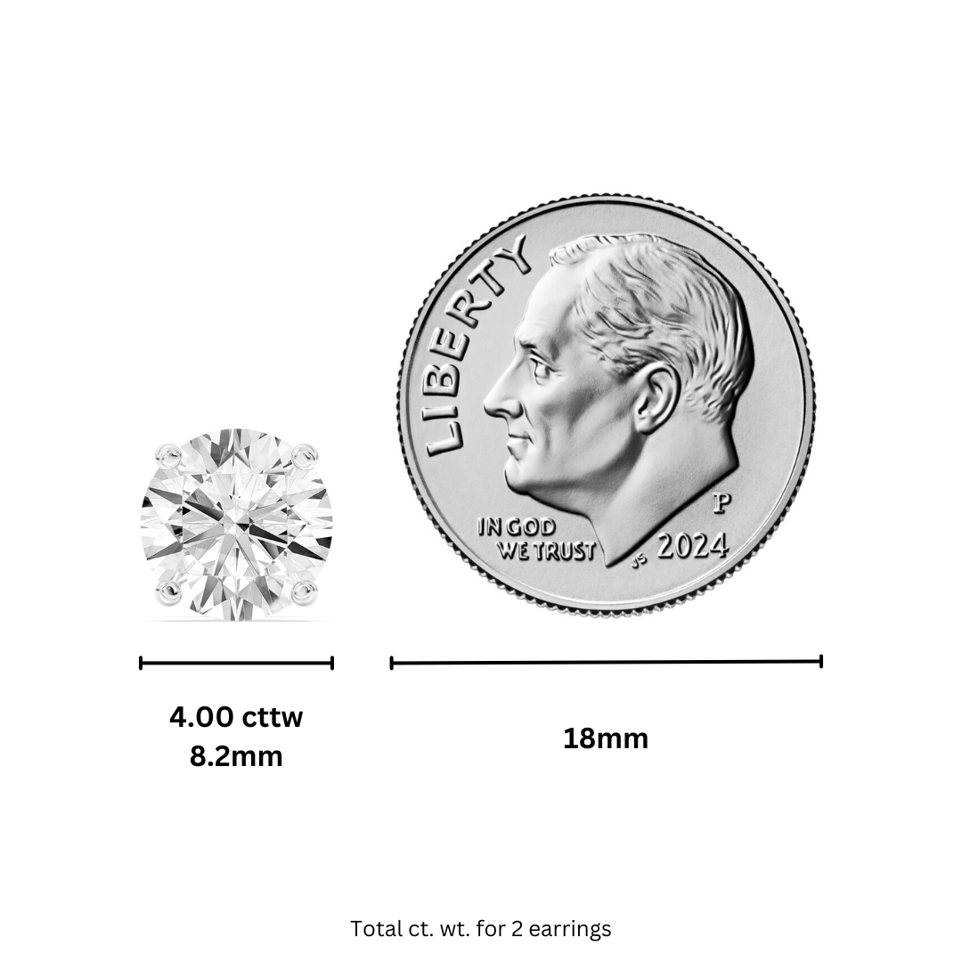 14k Lab Grown Round Diamond Studs IGI Certified F VS2 (4 ct. tw.)