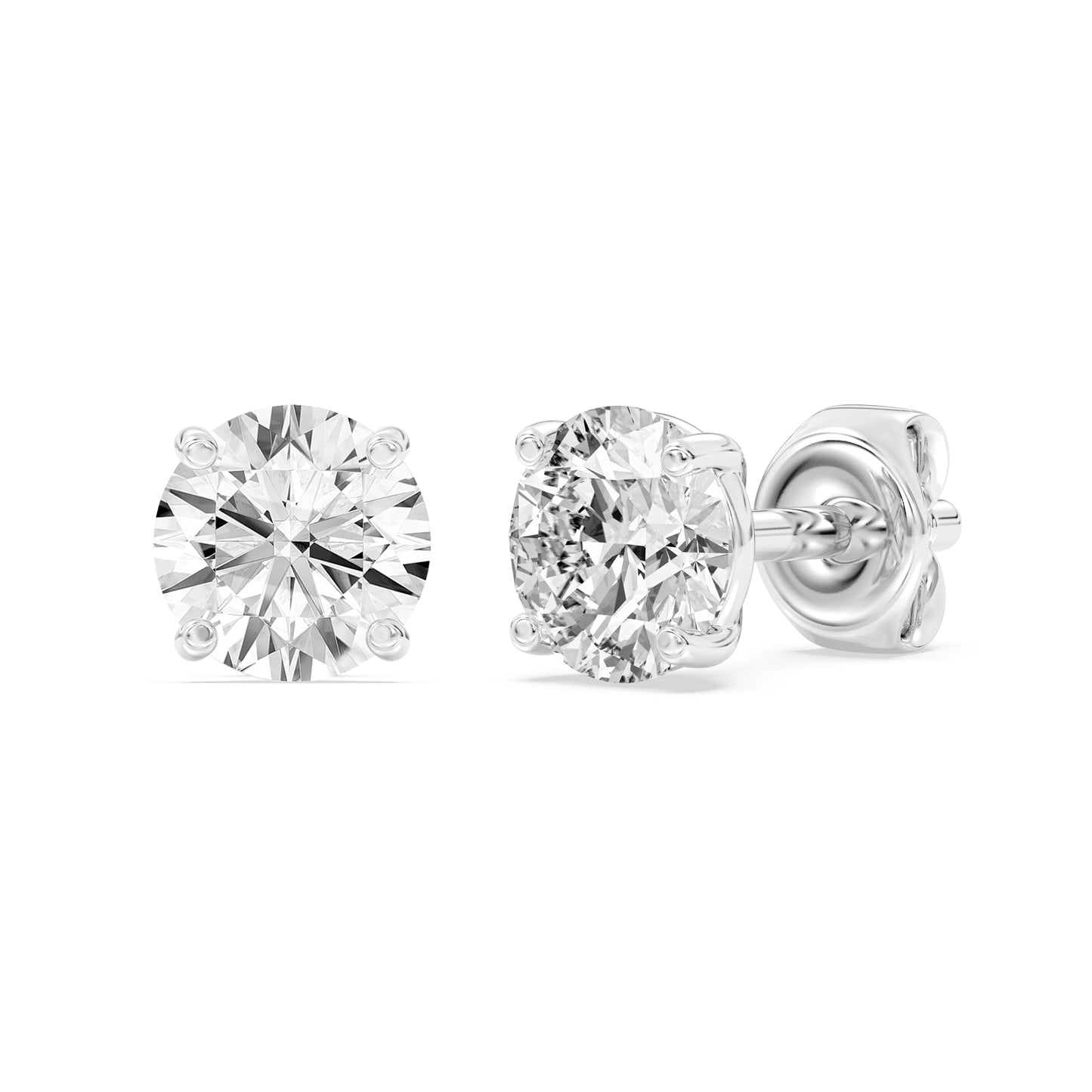 14k Lab Grown Round Diamond Studs with Friction Post & Nut (1/2 ct. tw.)
